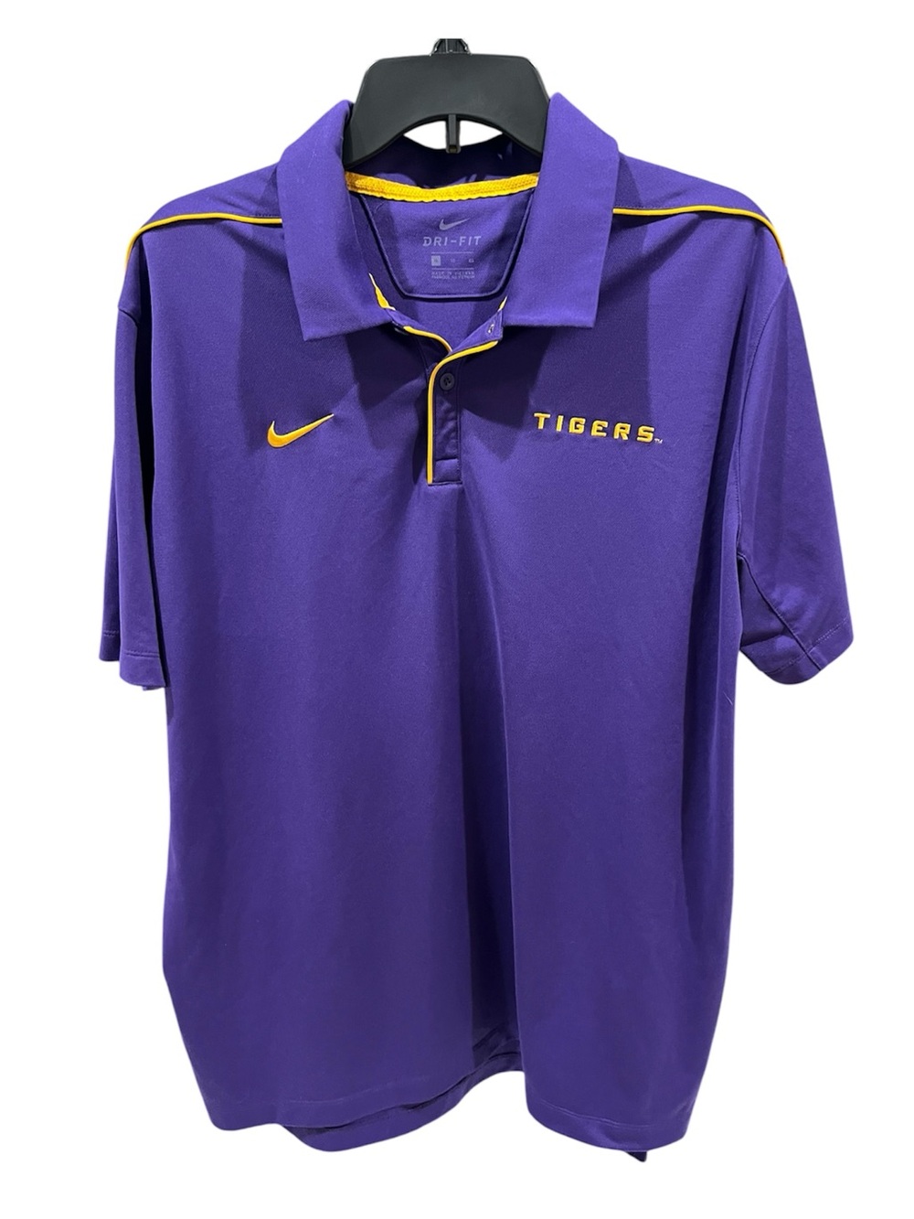 Nike Dri-Fit On Field LSU Tigers Purple Polo Shirt Size XL